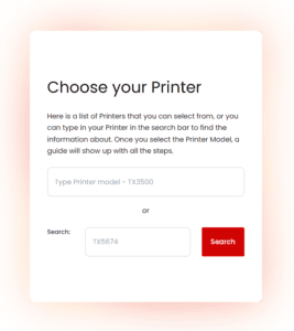 A picture of the find your printer on ij.start-canon.com