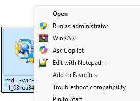 Left Click the Downloaded File.